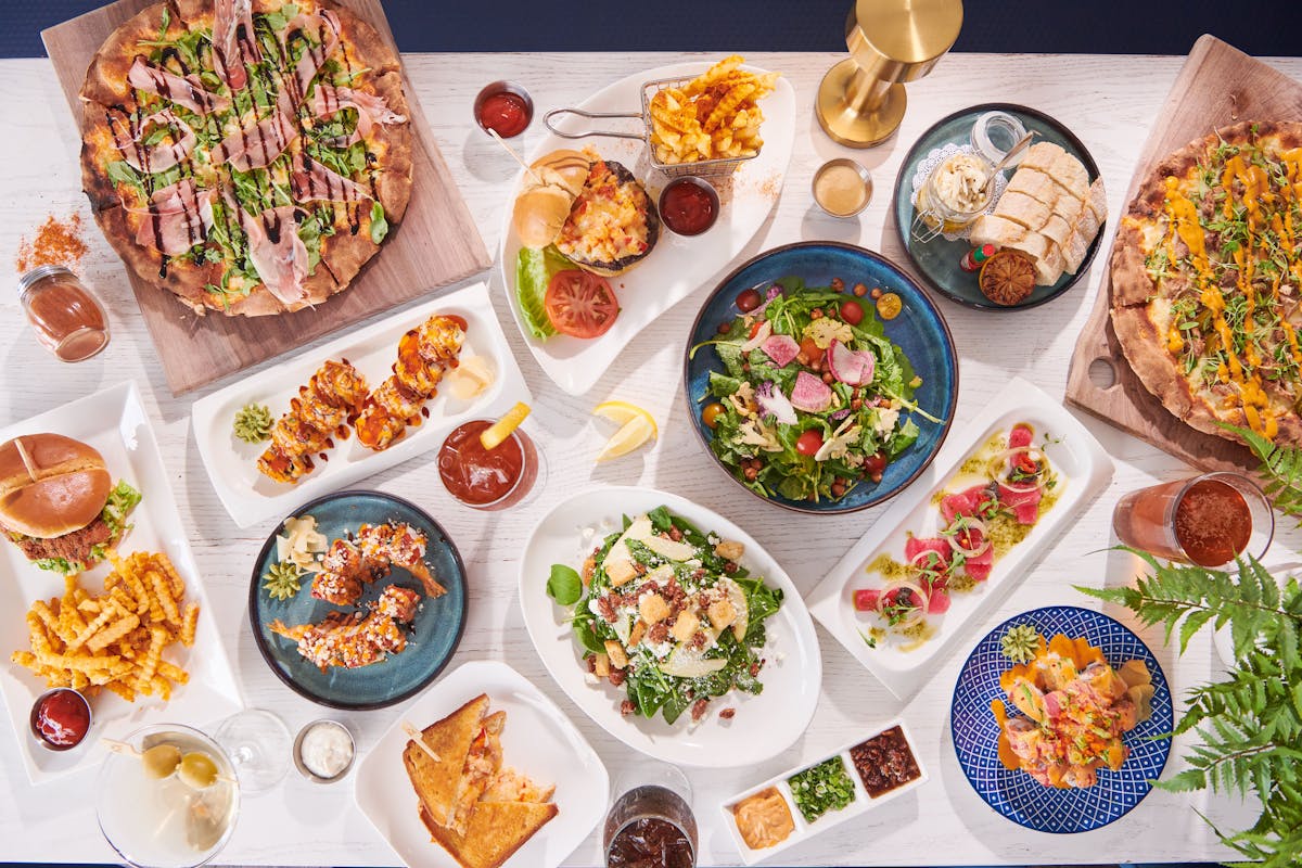 many different types of food on a table