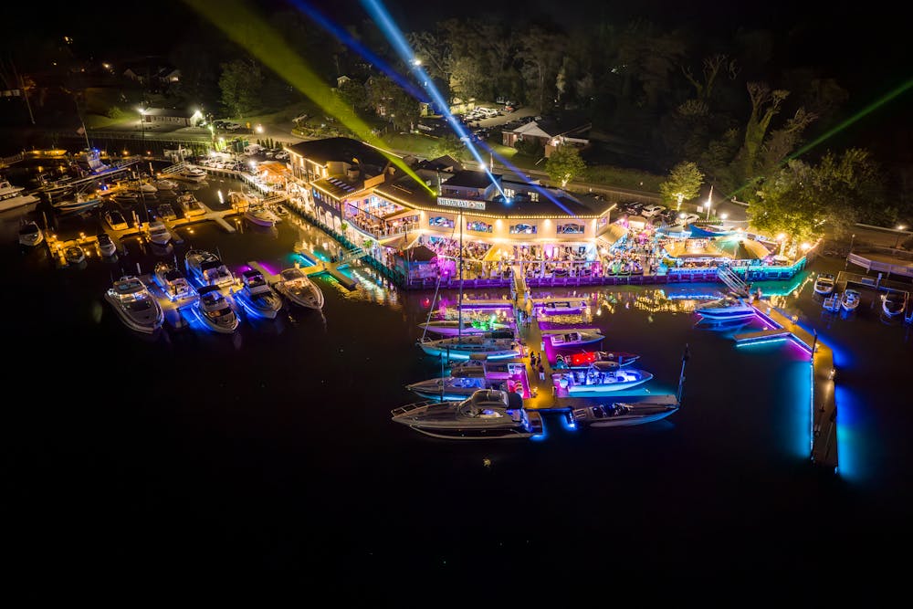 a view of a city at night