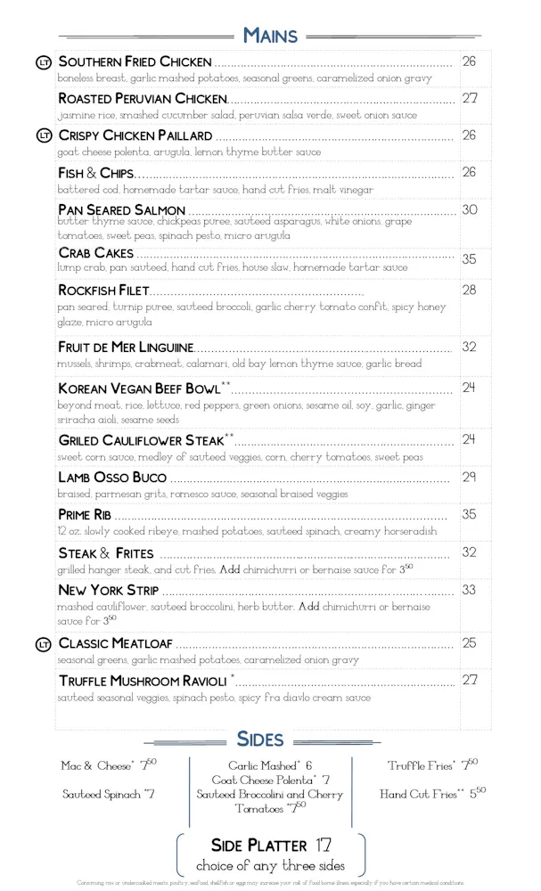 Menus Logan Tavern