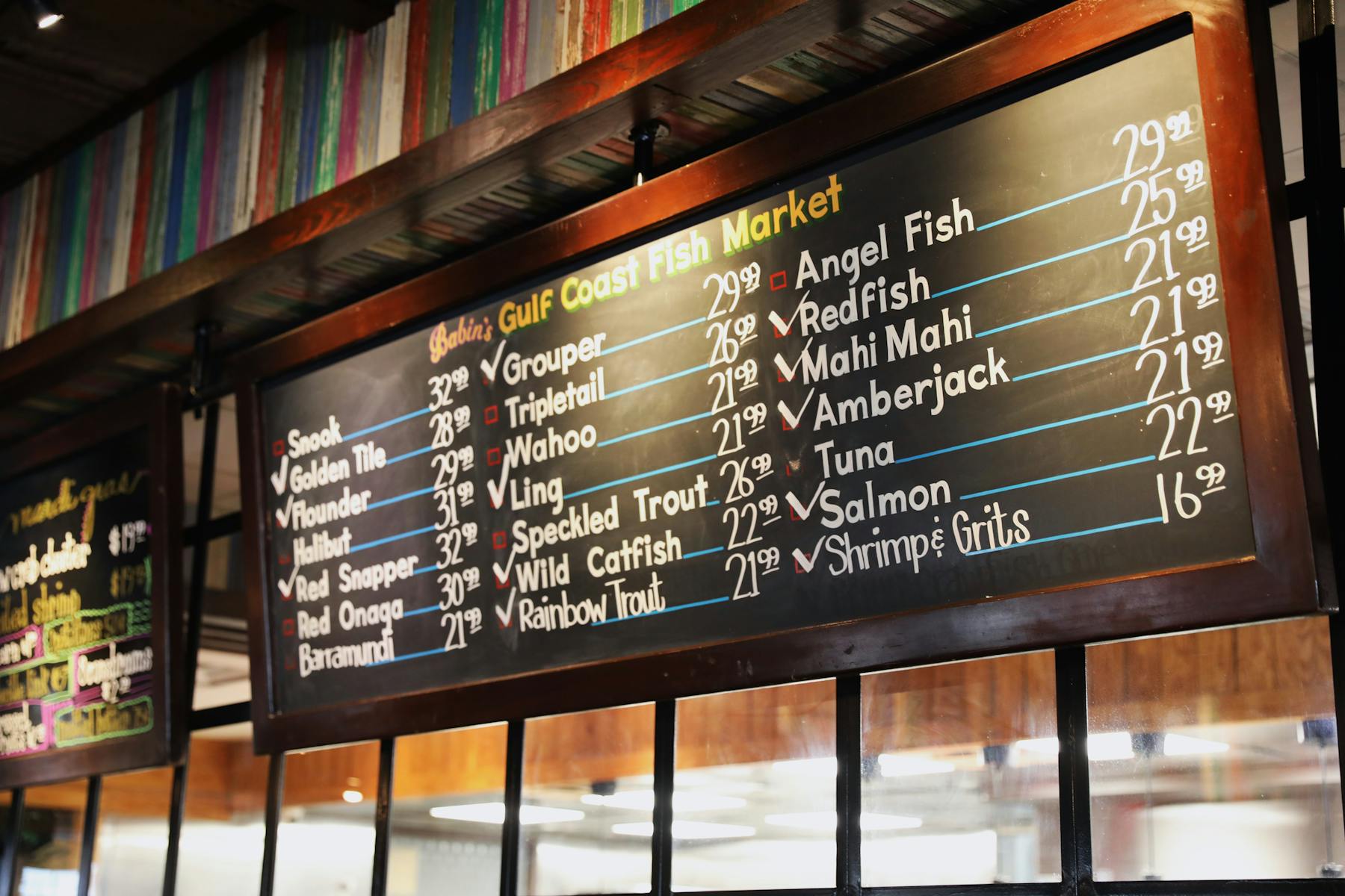 Babin's Seafood House Fish Board