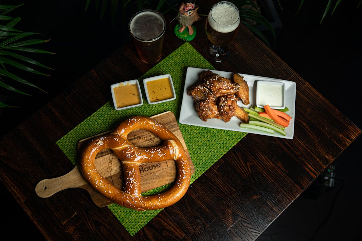 a doughnut sitting on top of a wooden table