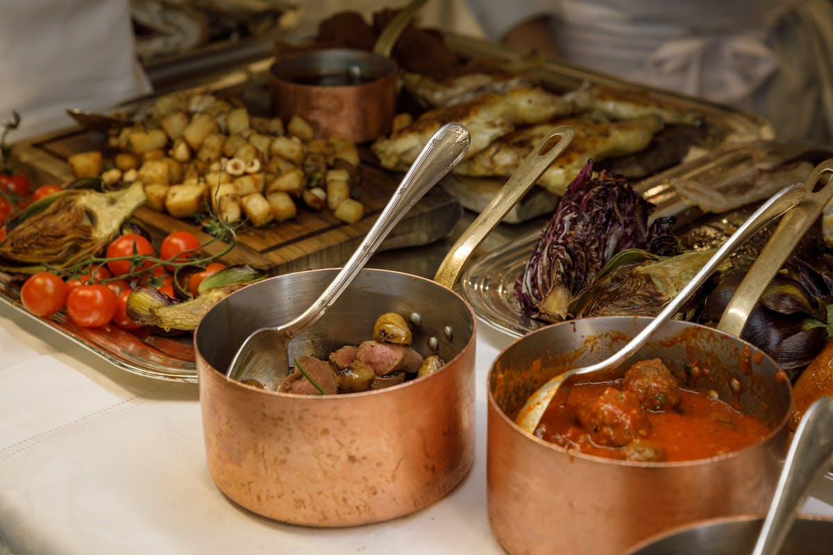a plate full of food