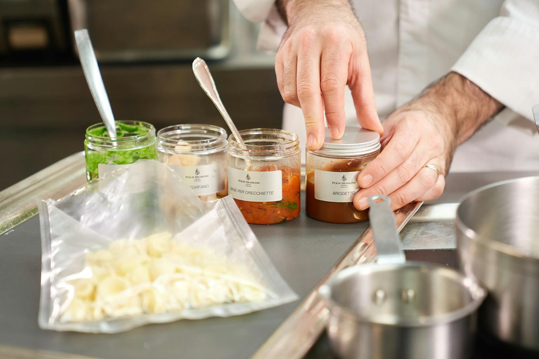 a person preparing food in a bowl