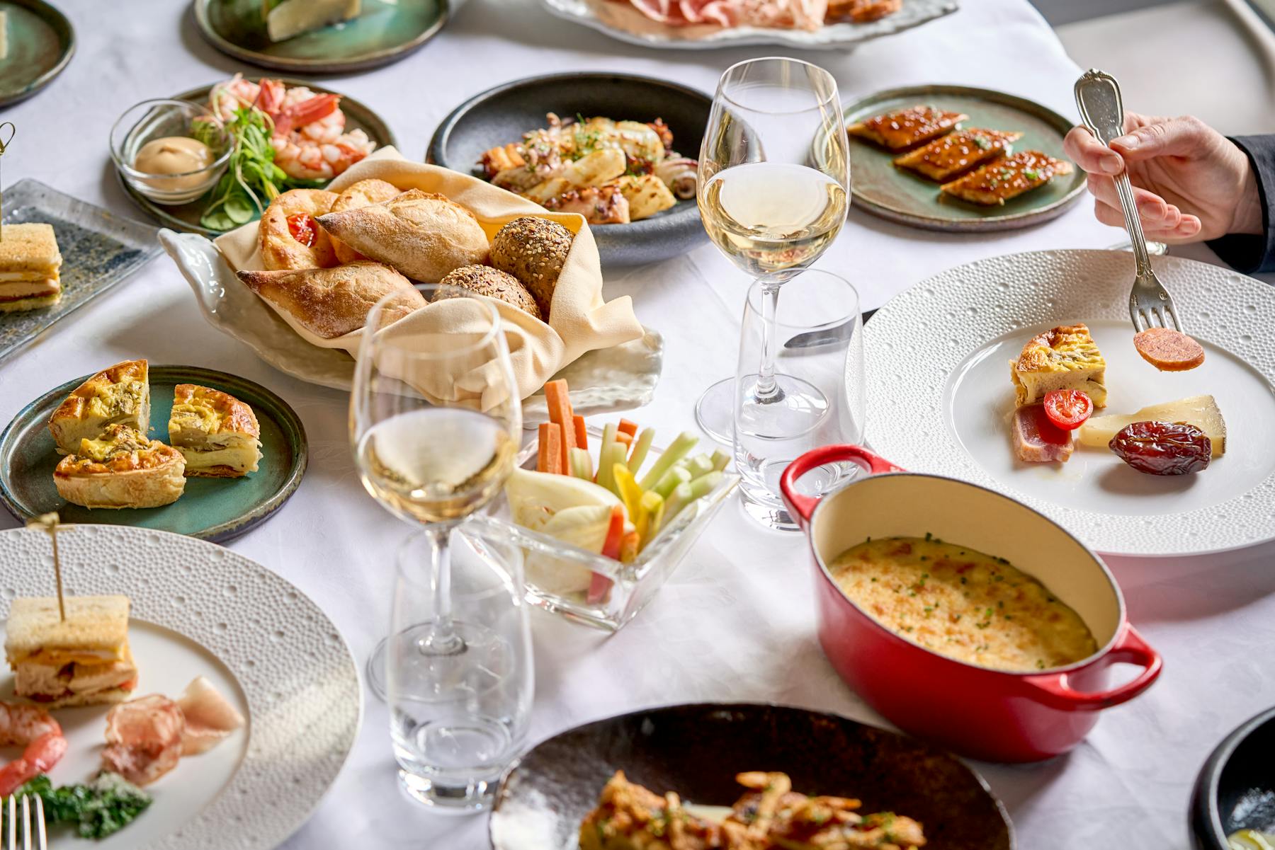 a bunch of food sitting on a table