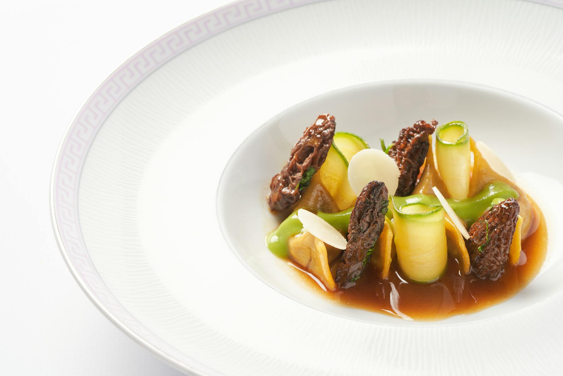 a white plate topped with different types of food