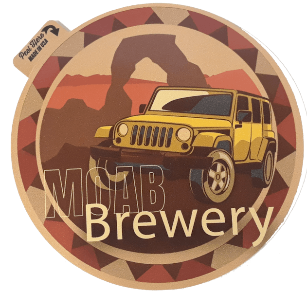 Jeep Round Sticker Moab Brewery in Moab, UT