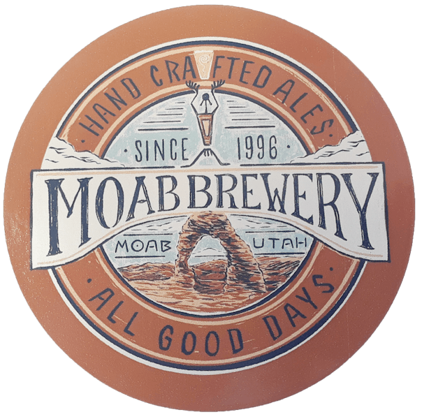 Moab Brewery Delicate Arch Logo Round Sticker Moab Brewery in Moab, UT