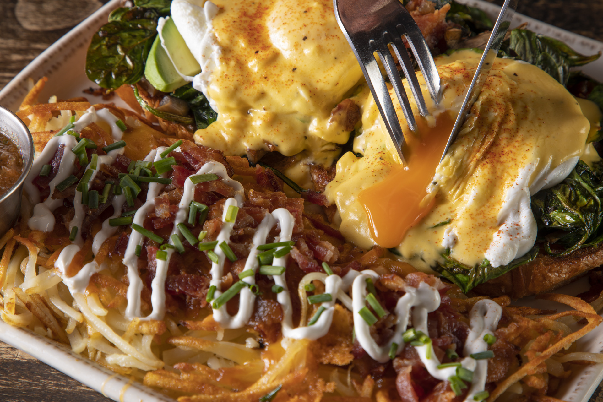 a plate of food with a fork