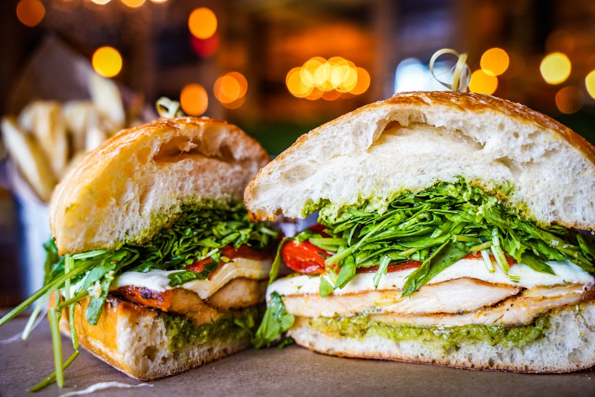 a sandwich cut in half