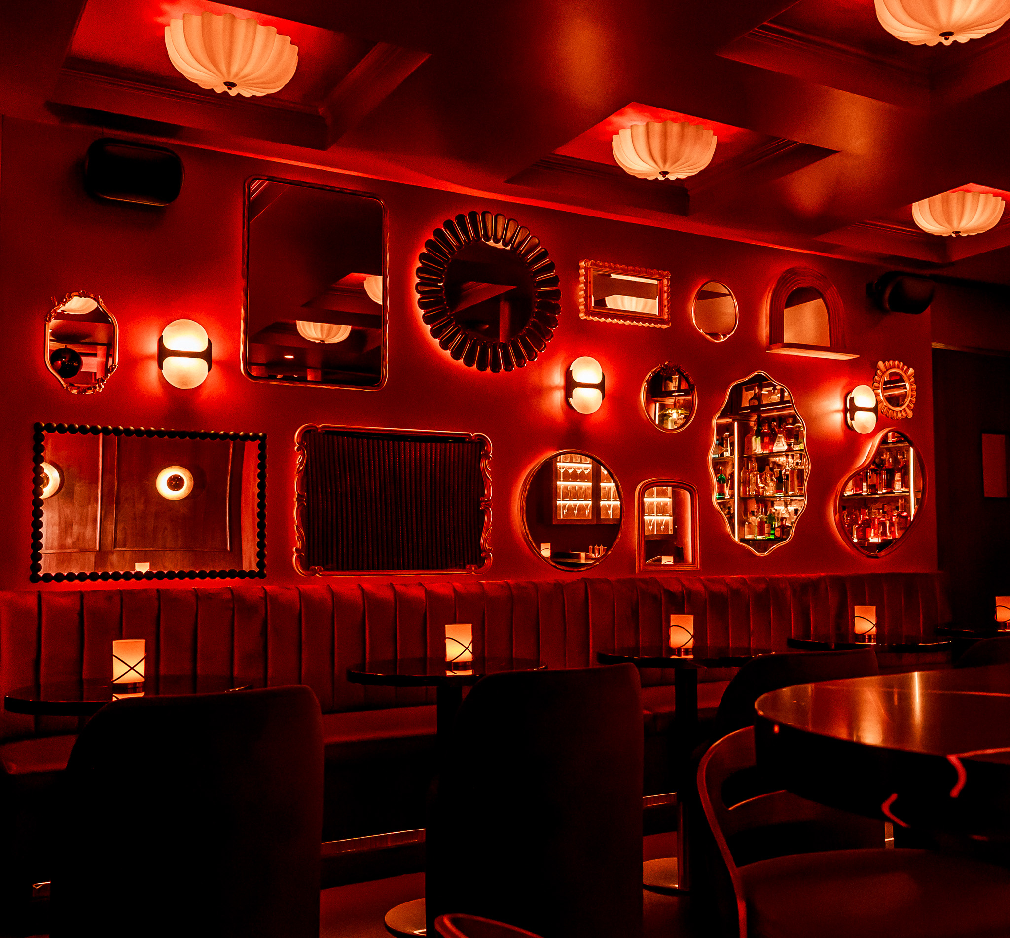 a clock hanging from the ceiling