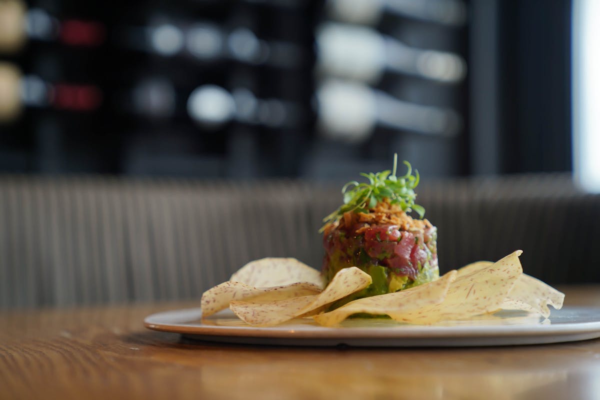 a close up of a plate of food on a table