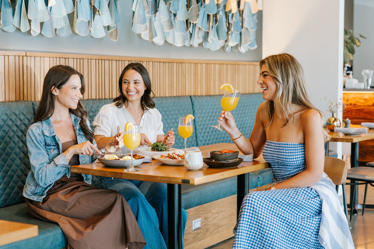 a woman sitting at a table