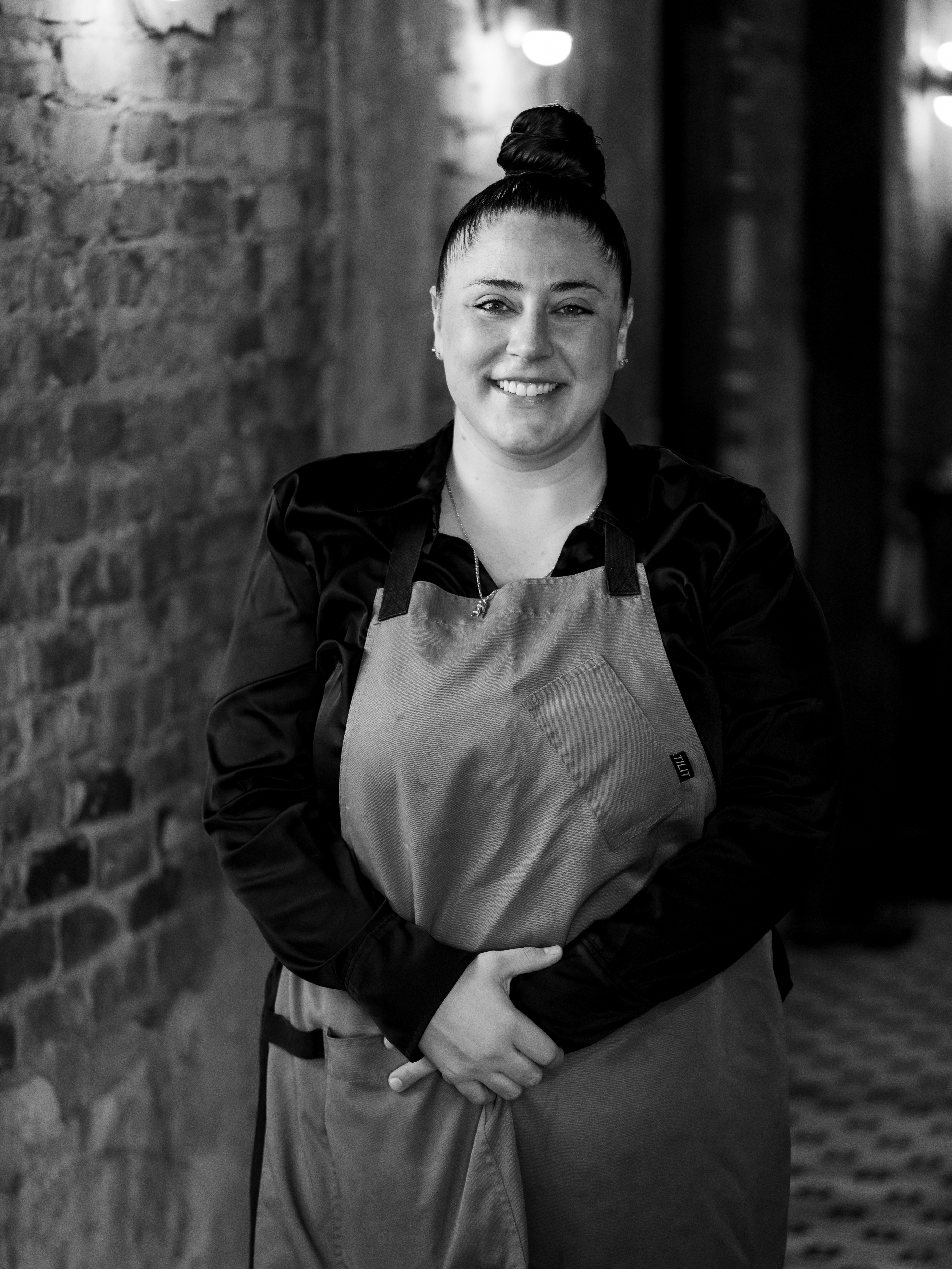 a woman wearing an apron