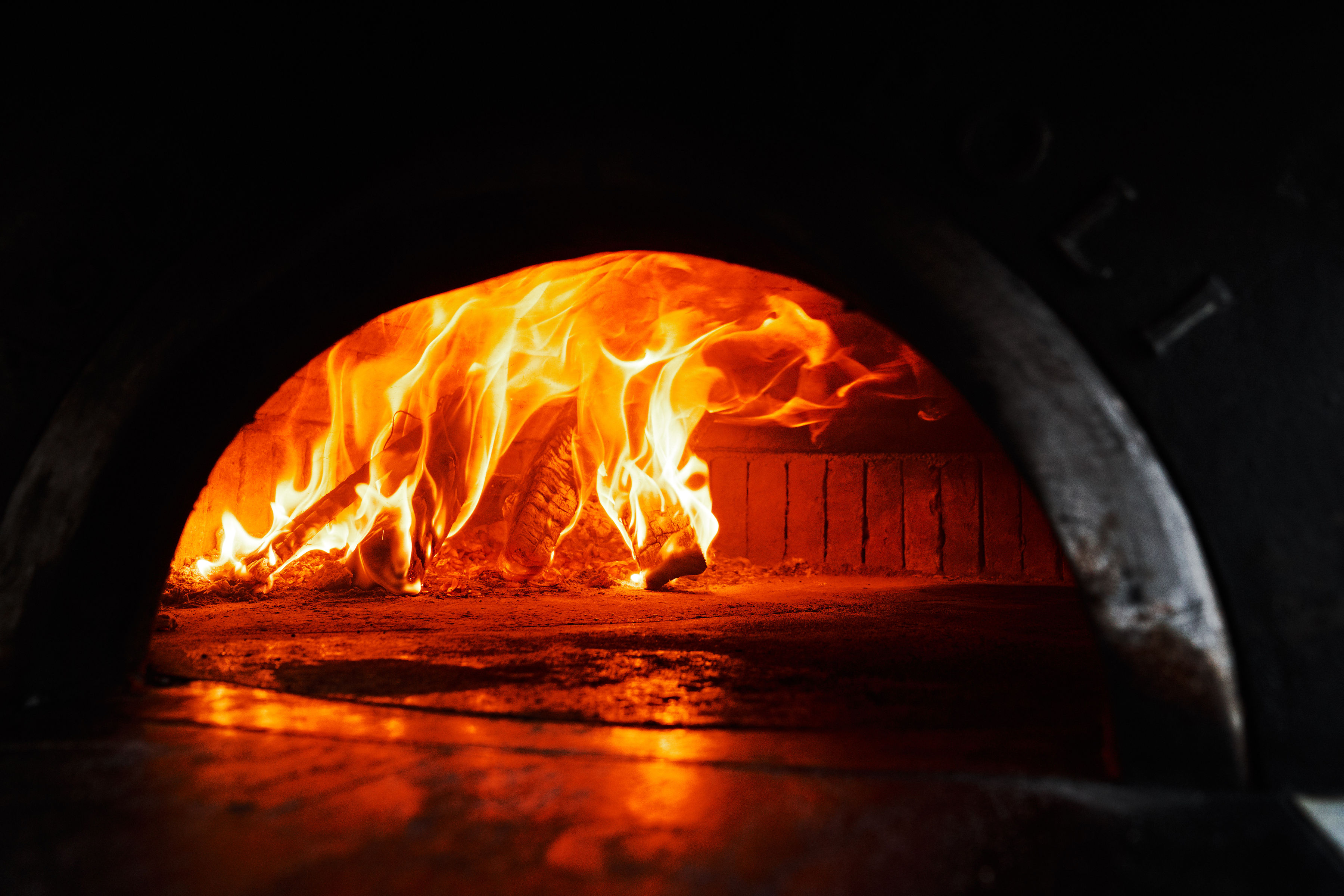 a close up of a fire oven