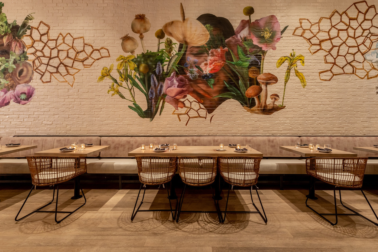 a restaurant with tables and chairs