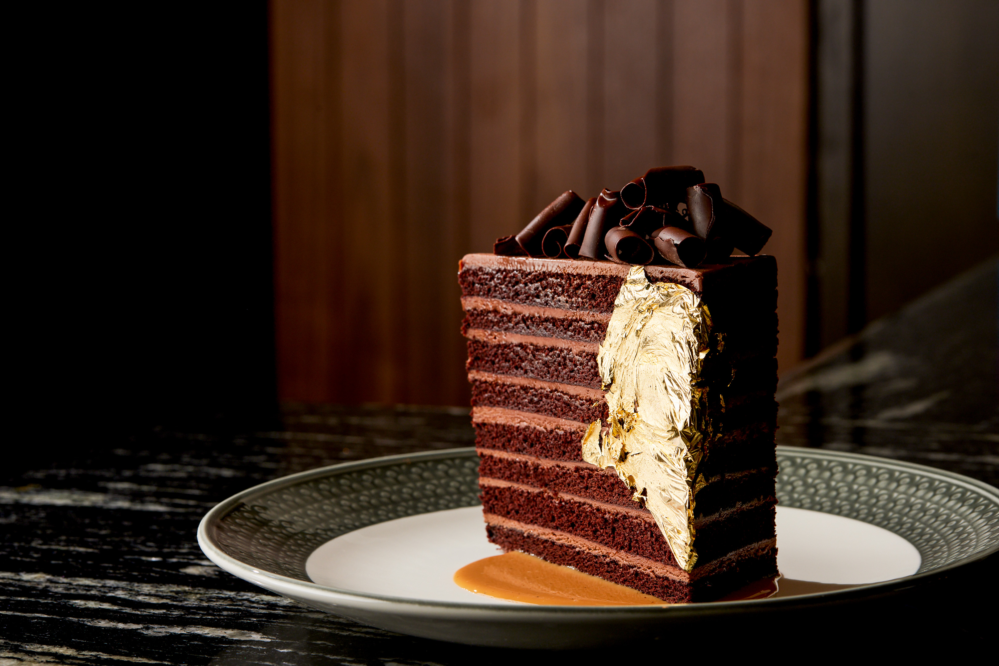 a piece of chocolate cake on a plate