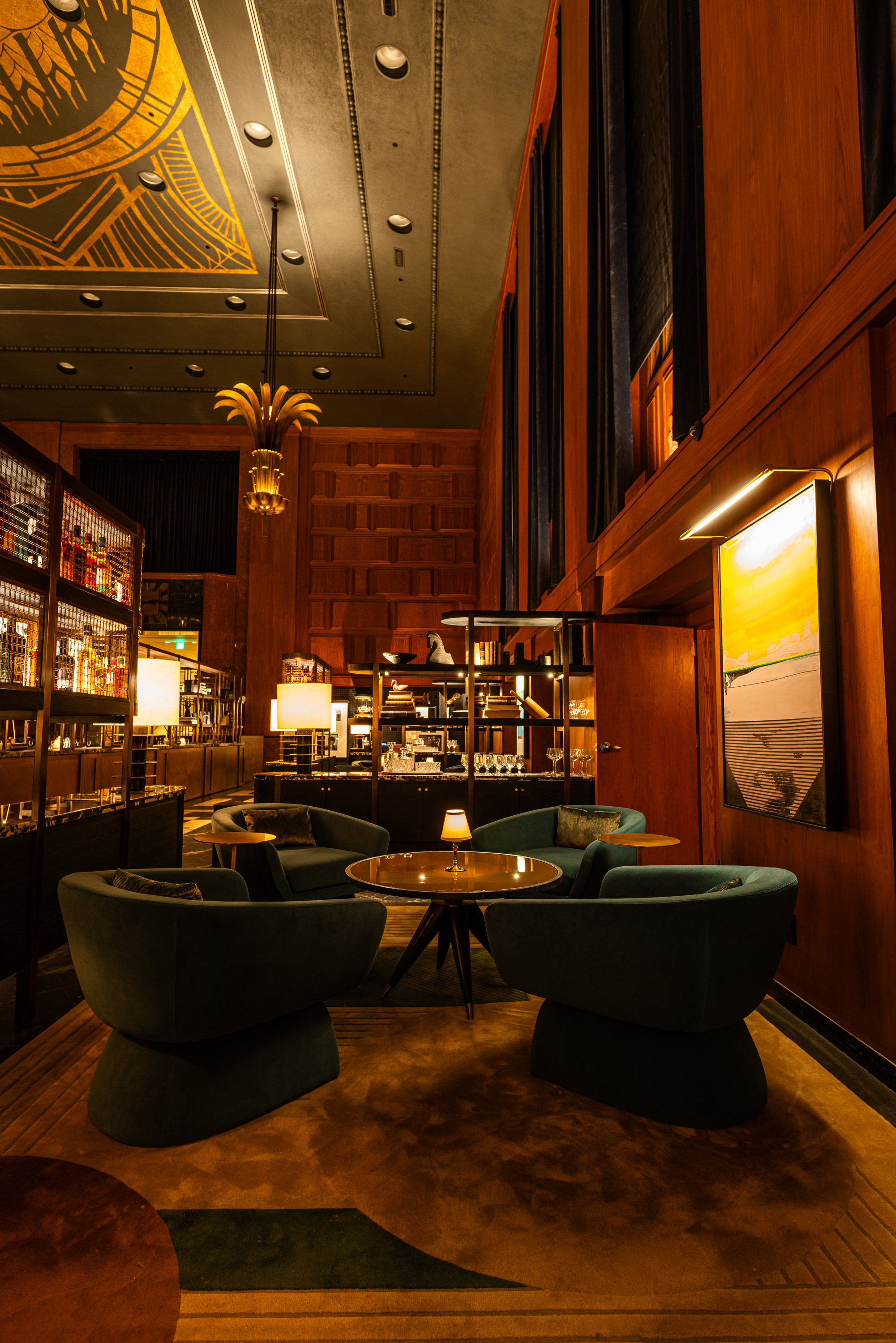 a room that has a sign on the side of a building