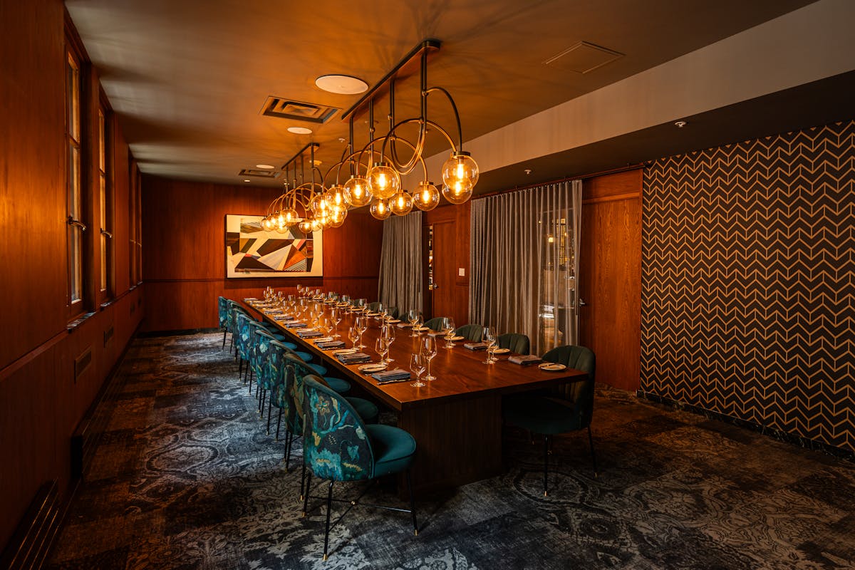 a long table in a room