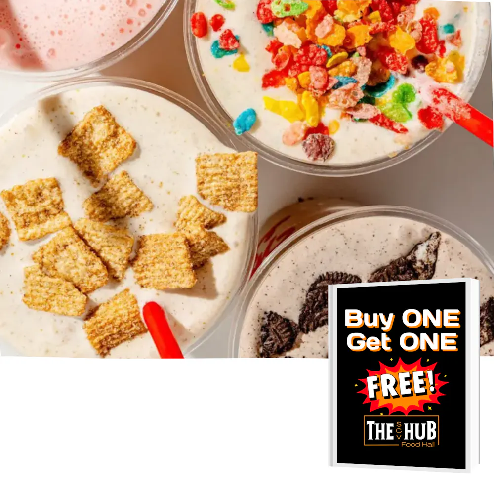 a group of drinks in plastic cups