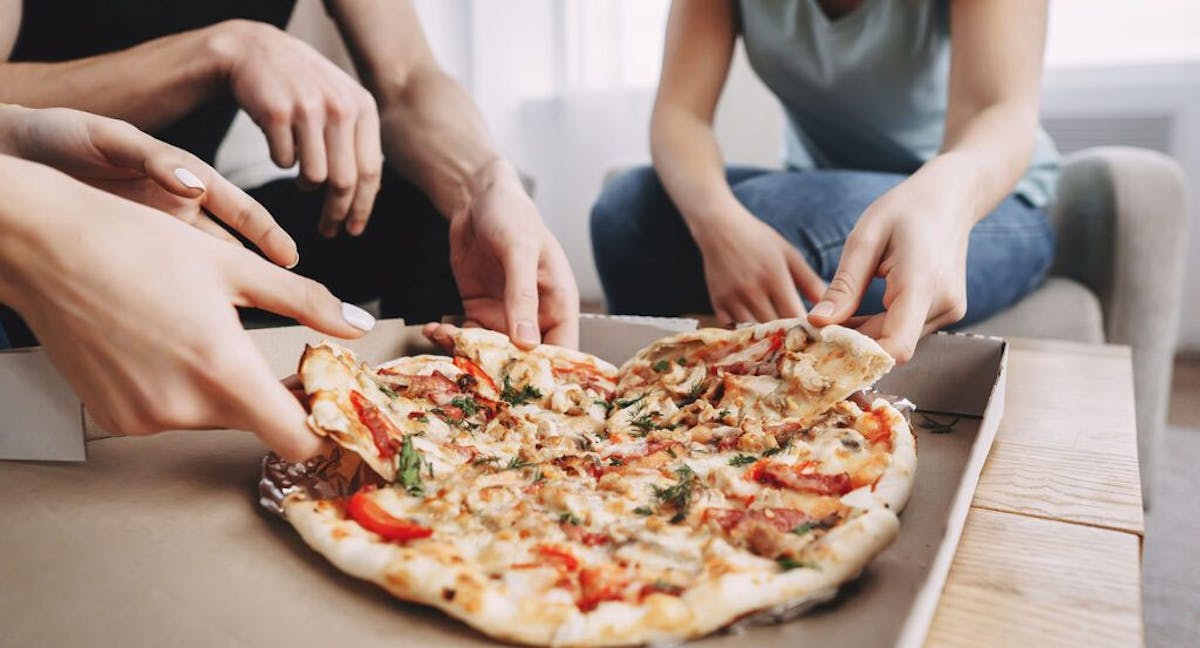 a close up of a pizza