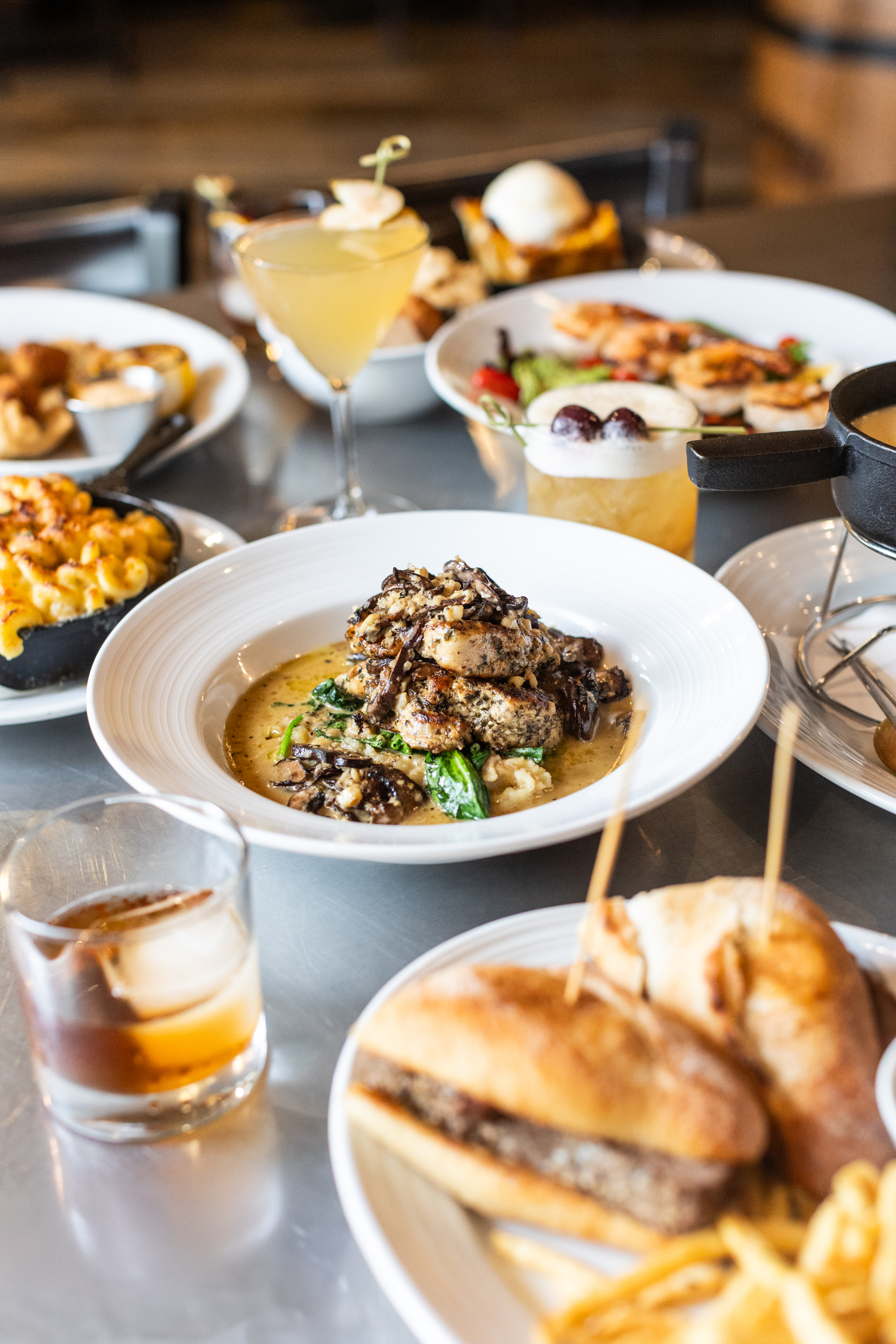 bourbon, whiskey, chicken, french dip