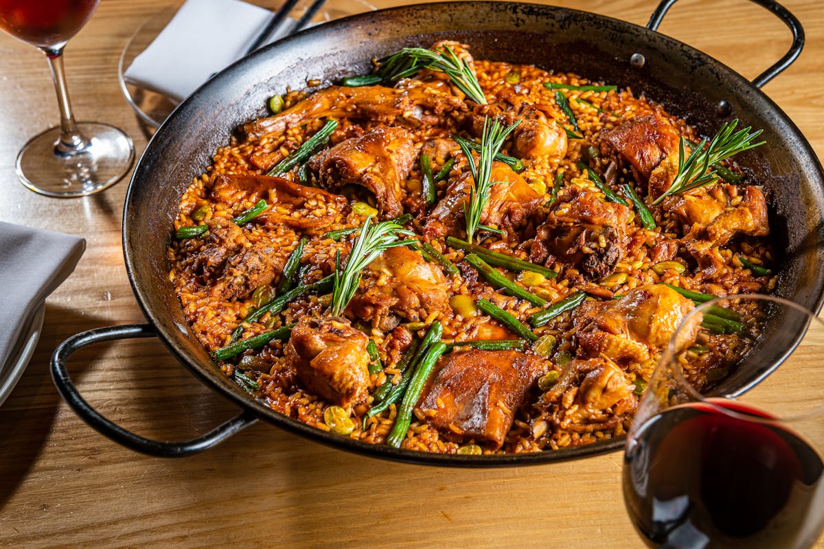 a pan of food on a table