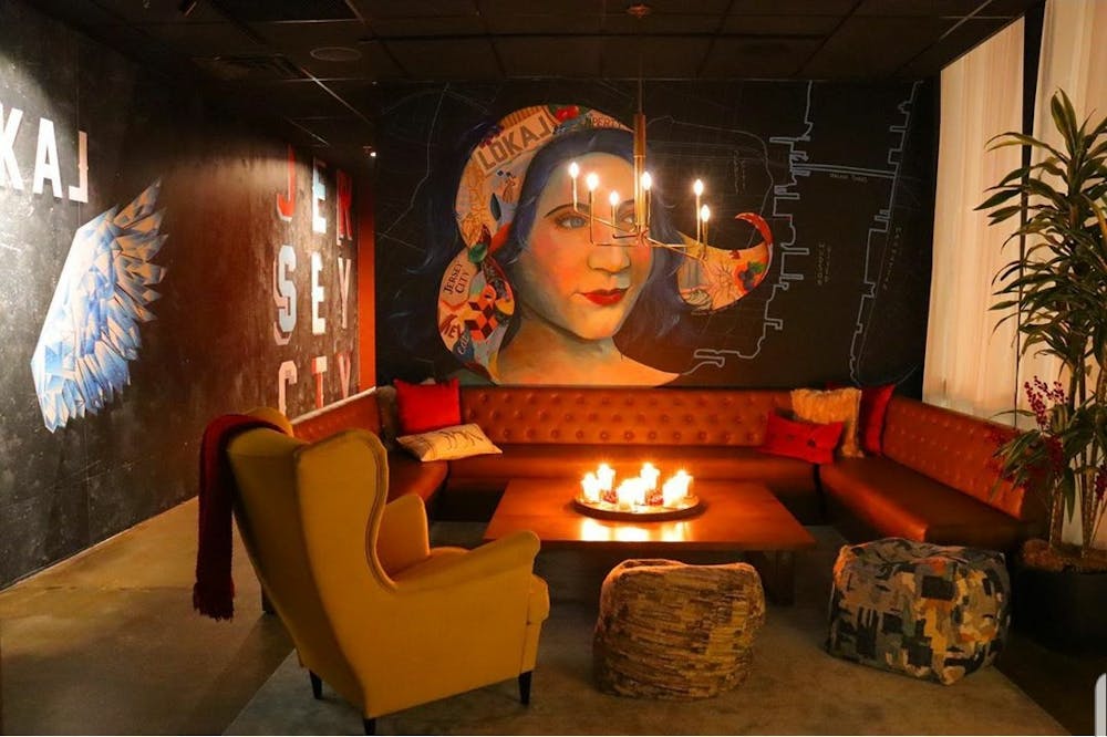 a person sitting in a living room