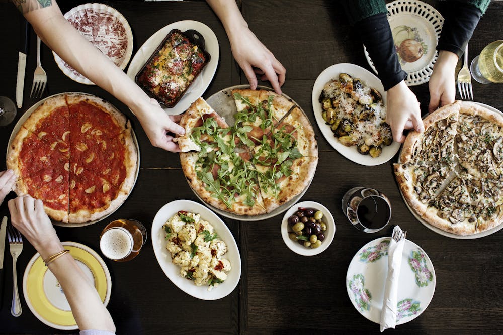 a bunch of food sitting on a table