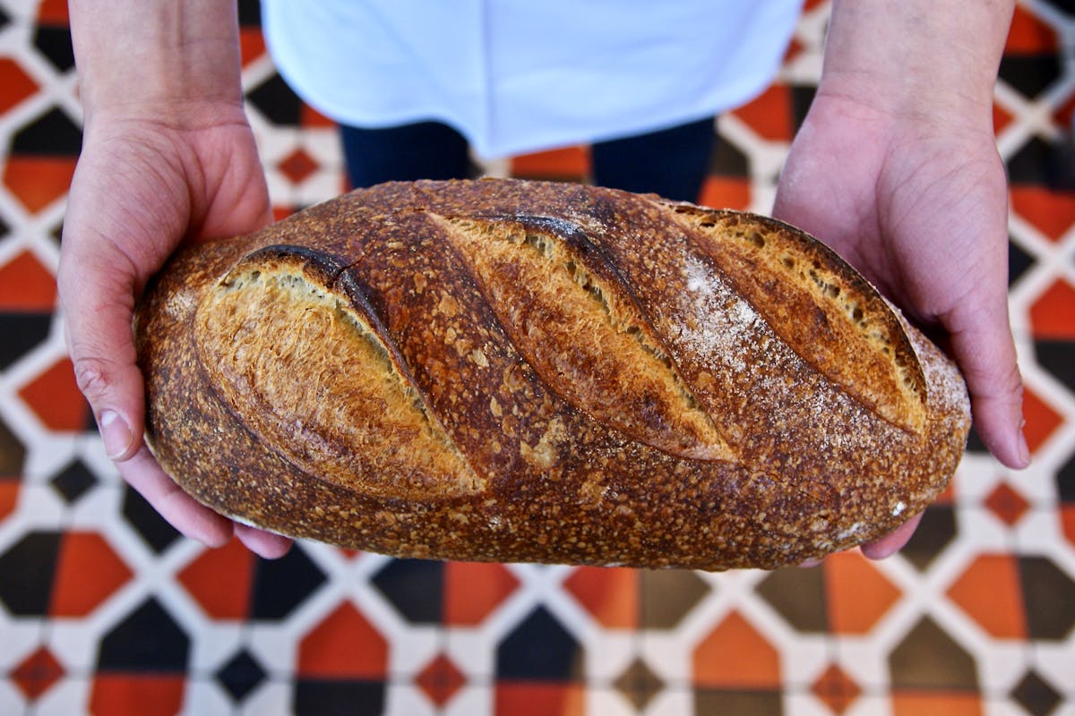 bread loaf in hands