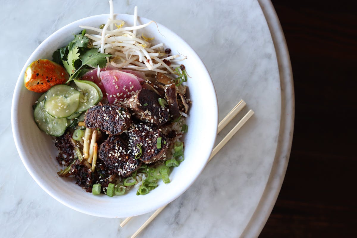 a bowl of food on a plate