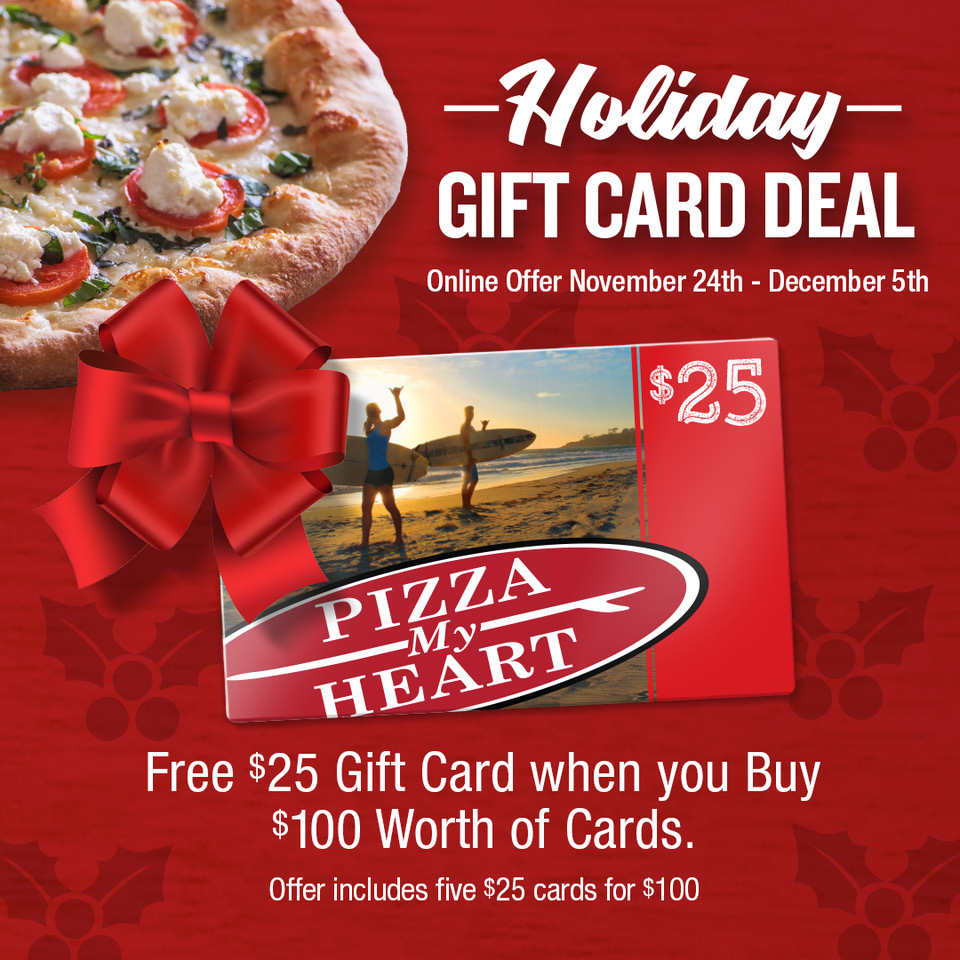 Holiday Gift Card Deal! | Pizza My Heart | Surf-themed California