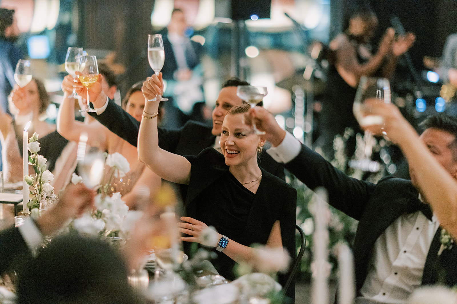 A corporate team enjoying a team building social event at a winery holiday party venue in Brooklyn.