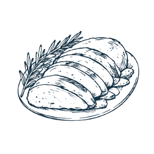 a plate of food with a black background