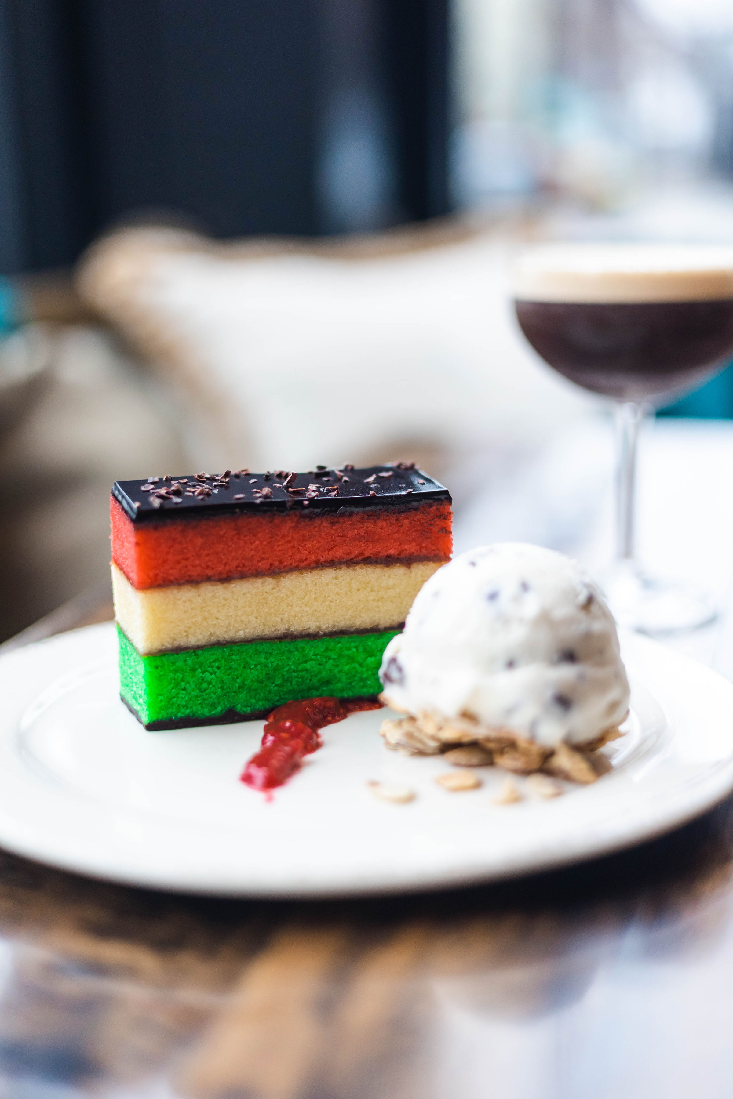 a close up of a piece of cake on a plate