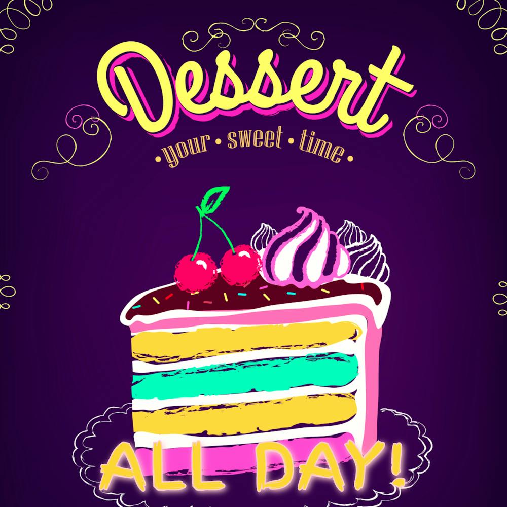 Dazed & Decadent Desserts menu poster