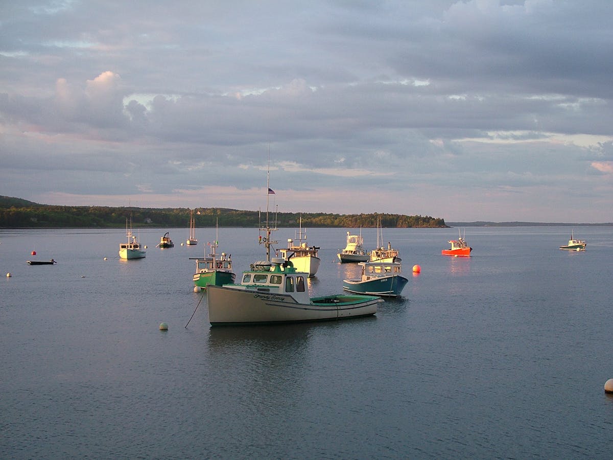 a small boat in a large body of water