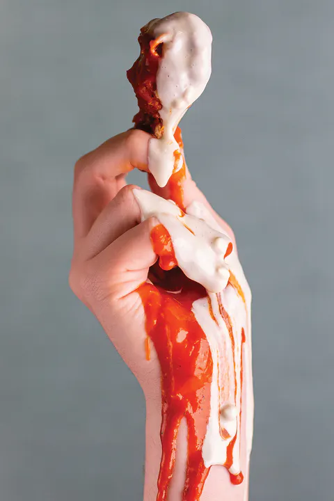 a hand holding a bird