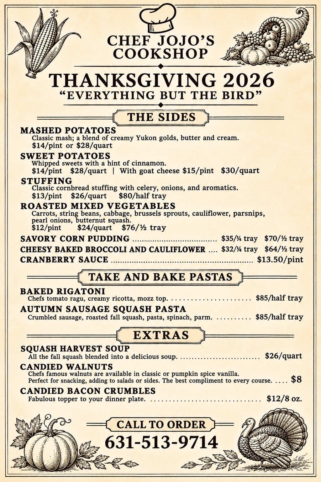 a menu of a thanksgiving dinner