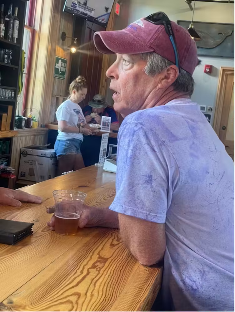 Pete Goldman, relaxing after brew day. Upper Depot Brewing Co., Hudson, NY