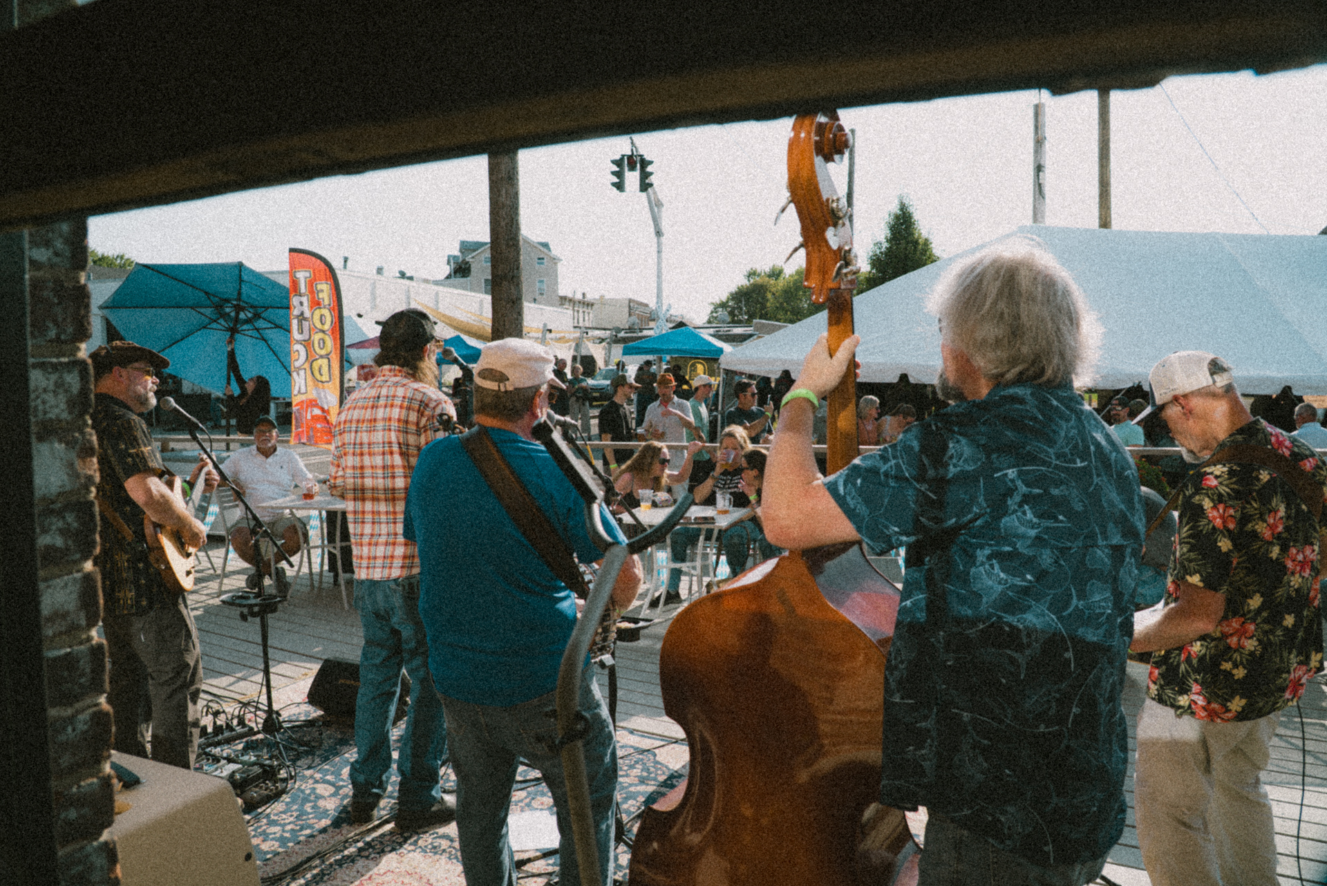 Hudson Oktoberfest event and performers at Upper Depot Brewing Co. in Hudson, New York.