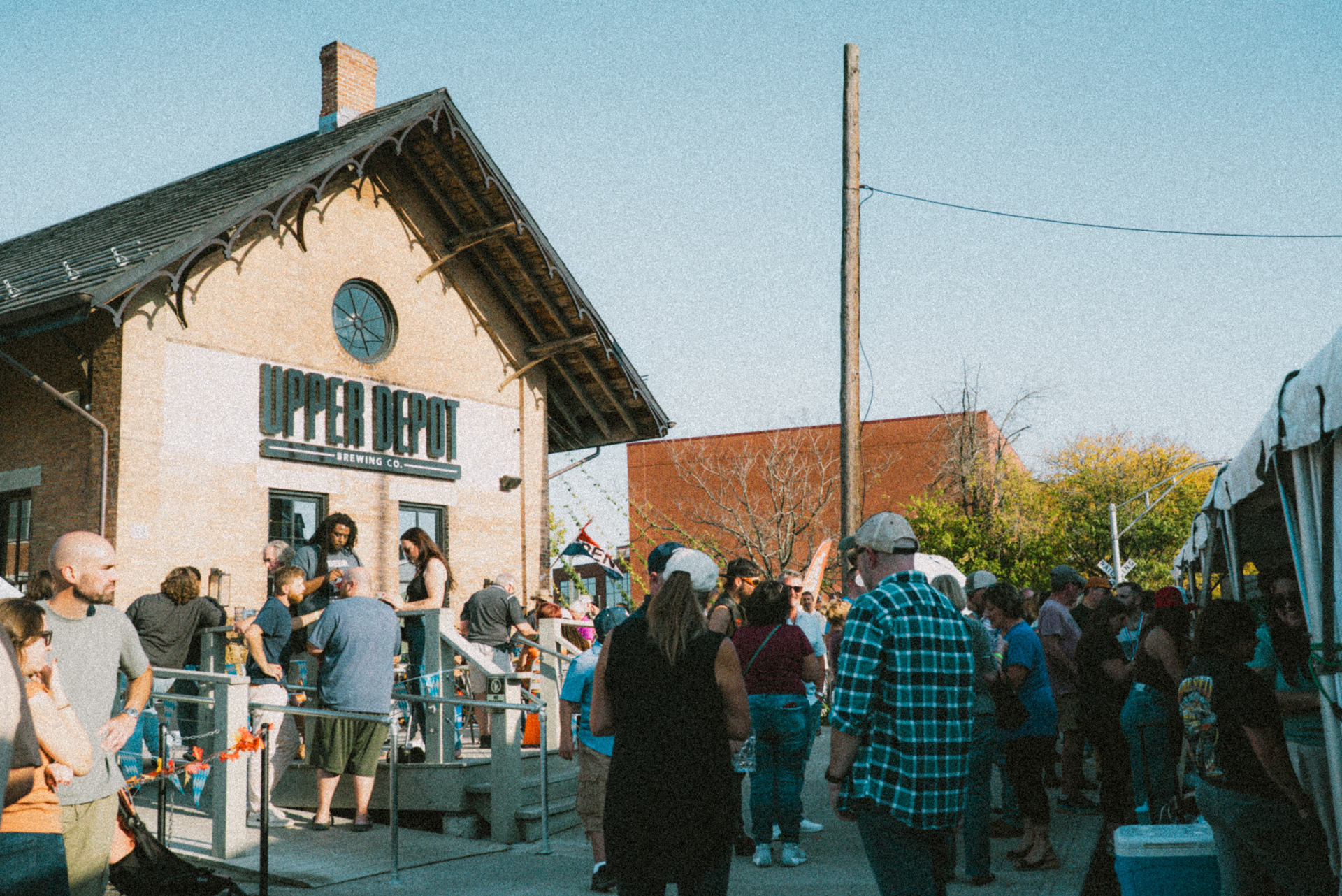 Crowd at Hudson Oktoberfest outside Upper Depot Brewing Co. in Hudson, New York