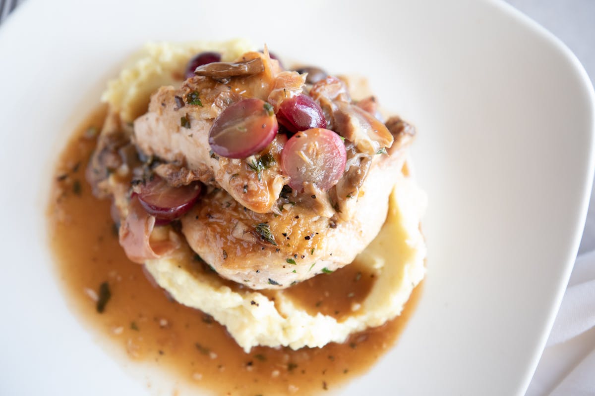 a close up of food on a plate