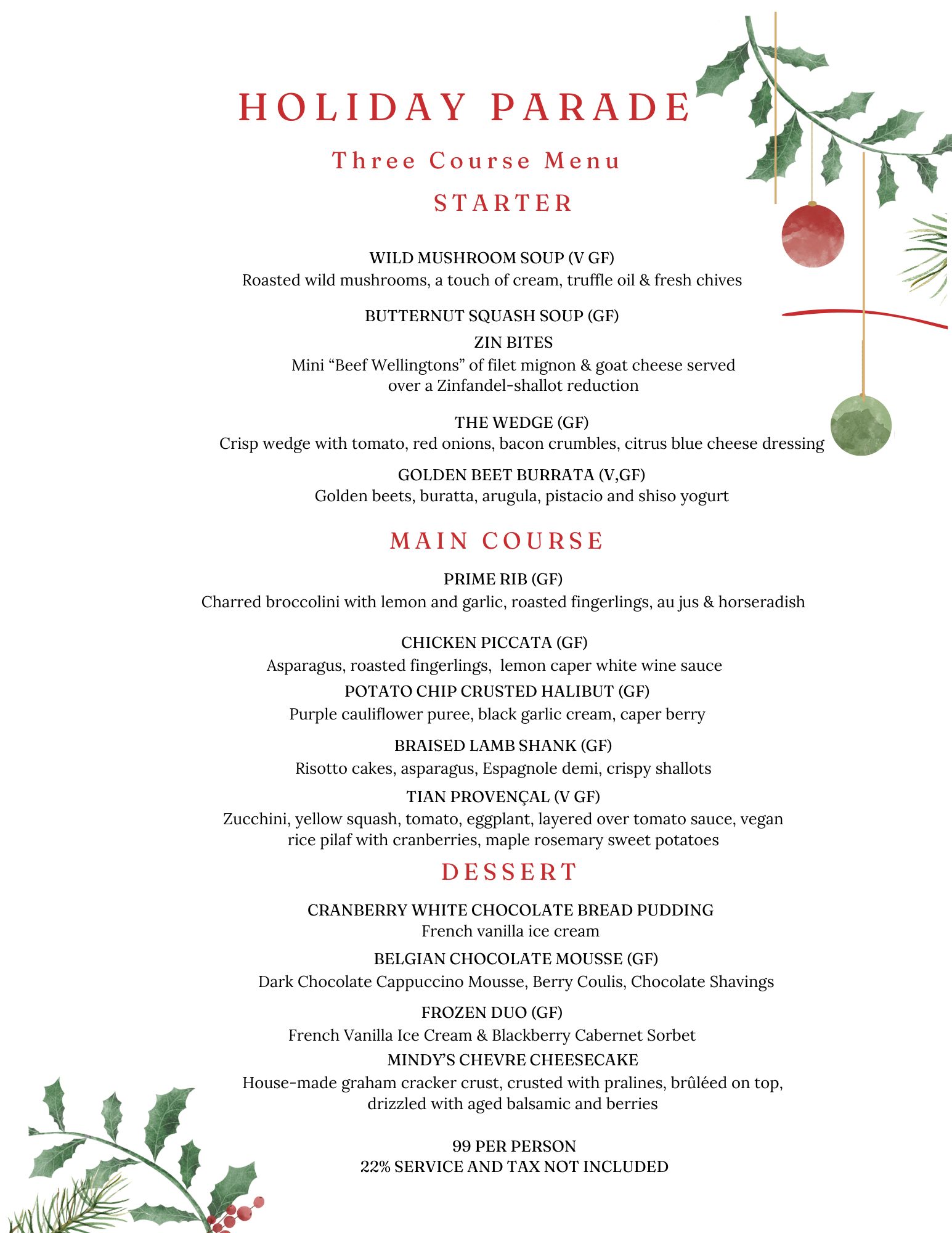 Festival of Lights Parade Dinner | Zin American Bistro | Authentic ...
