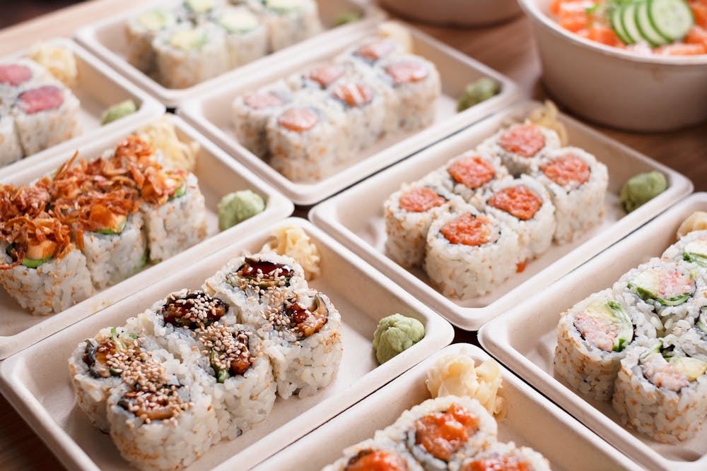 a bunch of food on a table