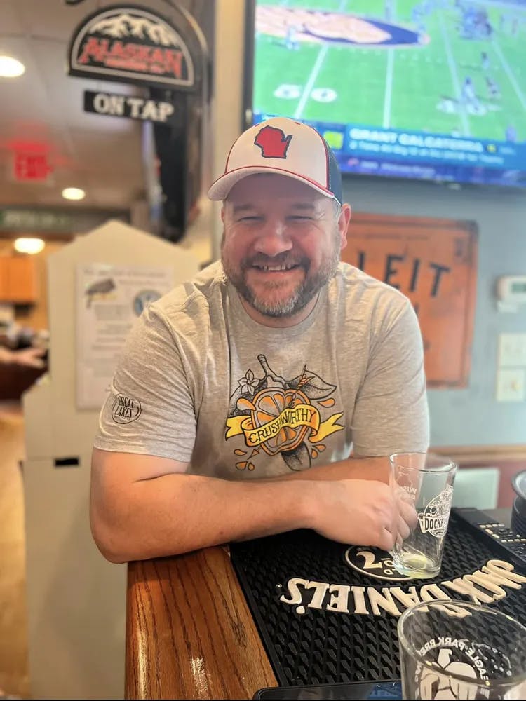 a man sitting on a table