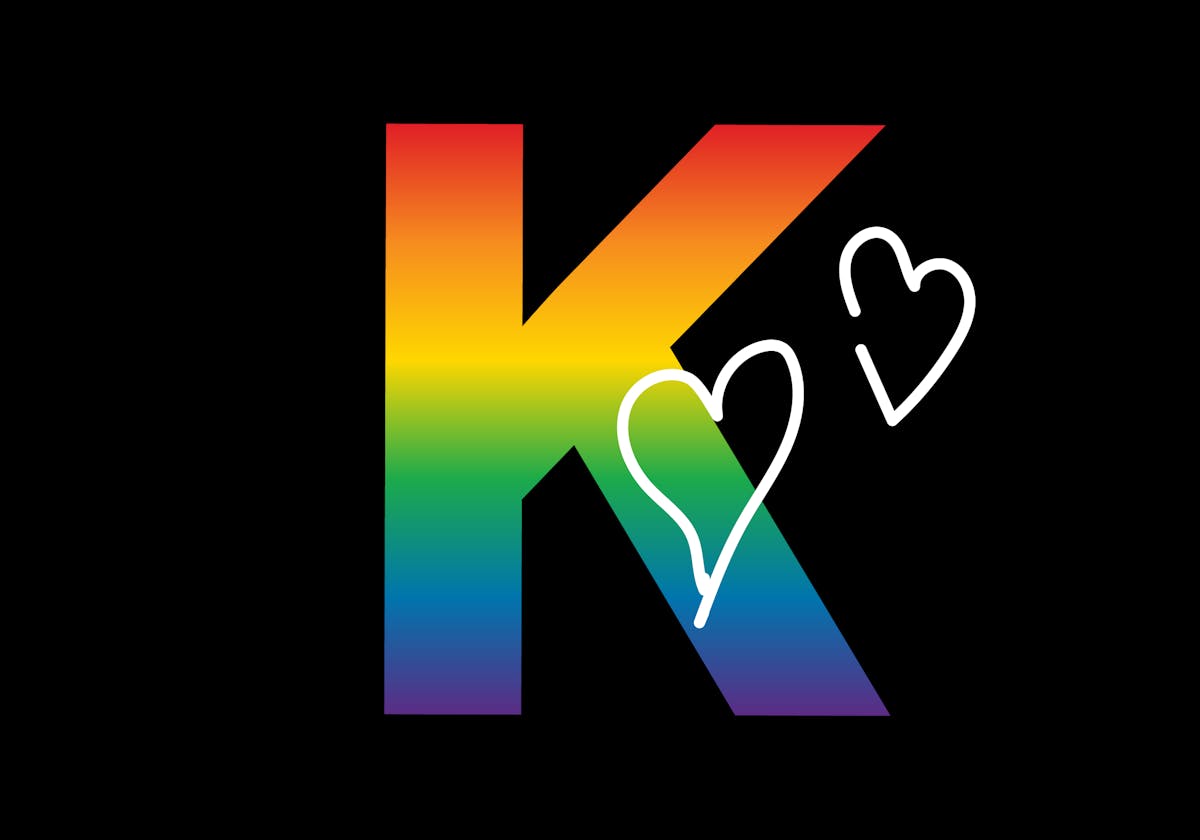 Kramers rainbow logo icon with hearts