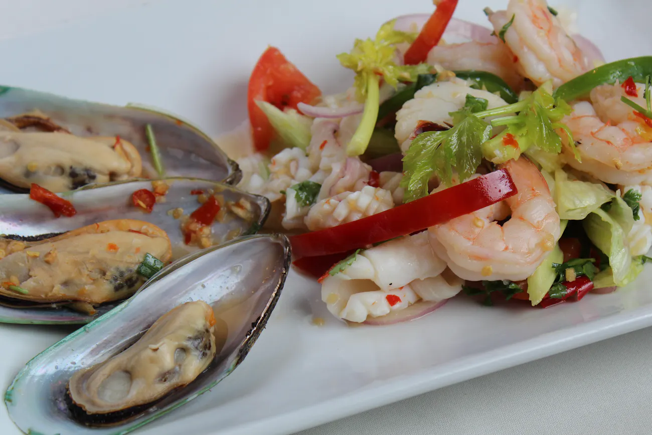 Fresh Thai seafood salad at Basil n' Spice