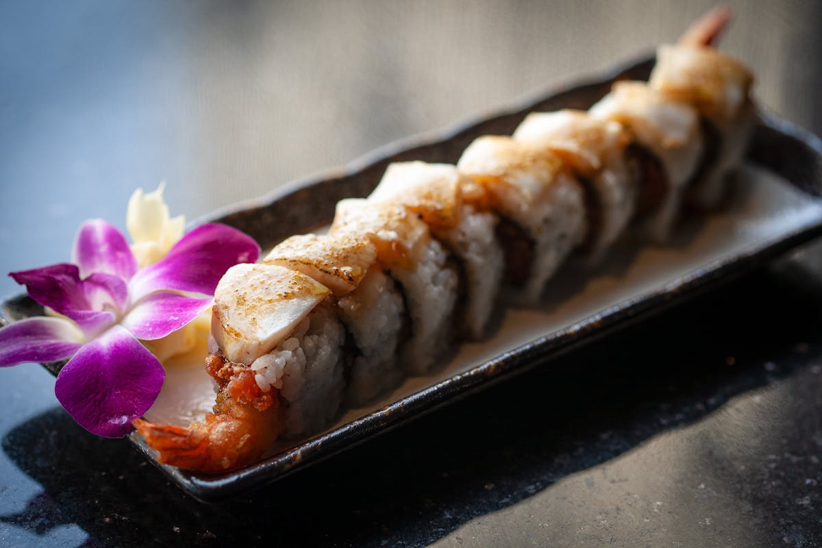 a close up of food on a plate