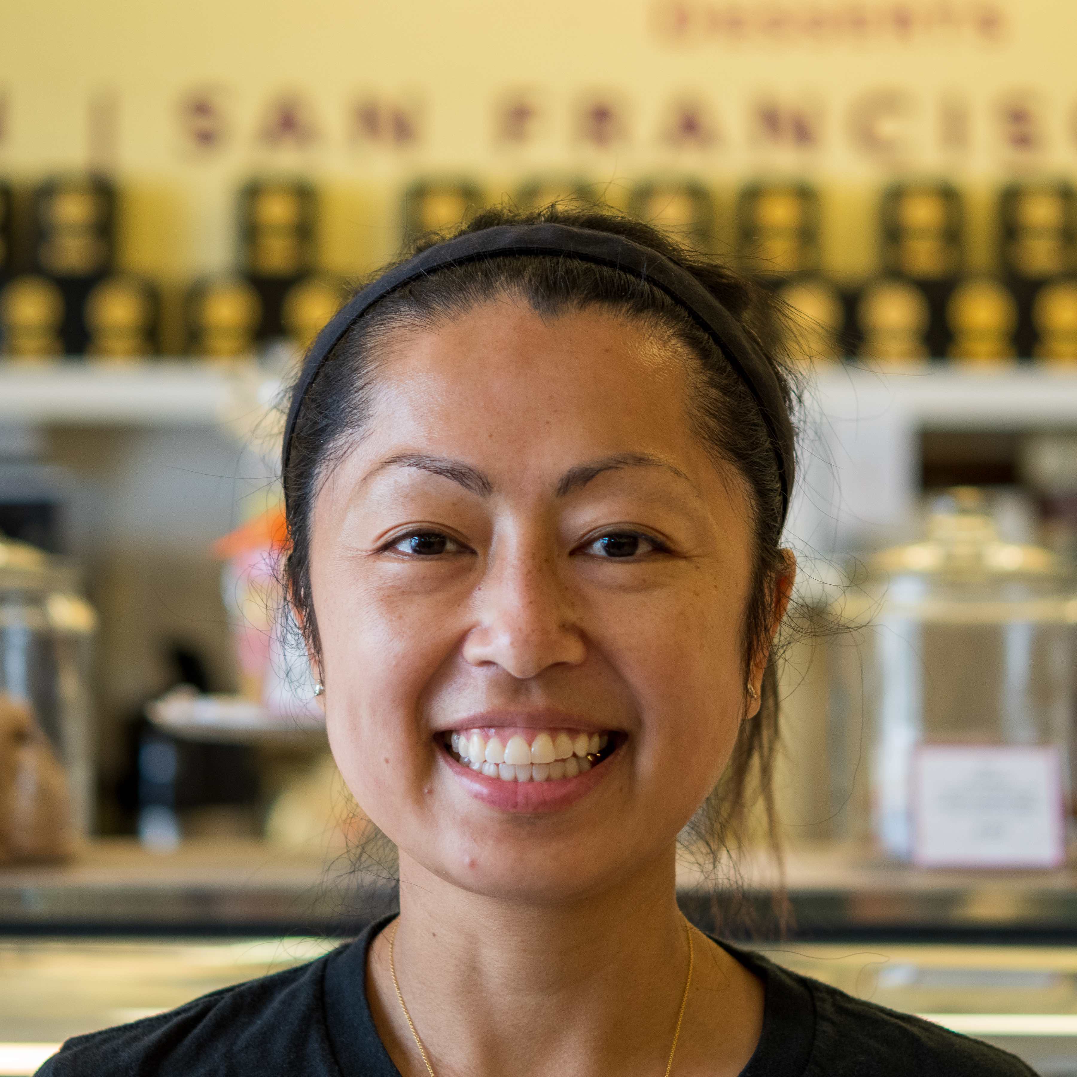 a woman smiling for the camera