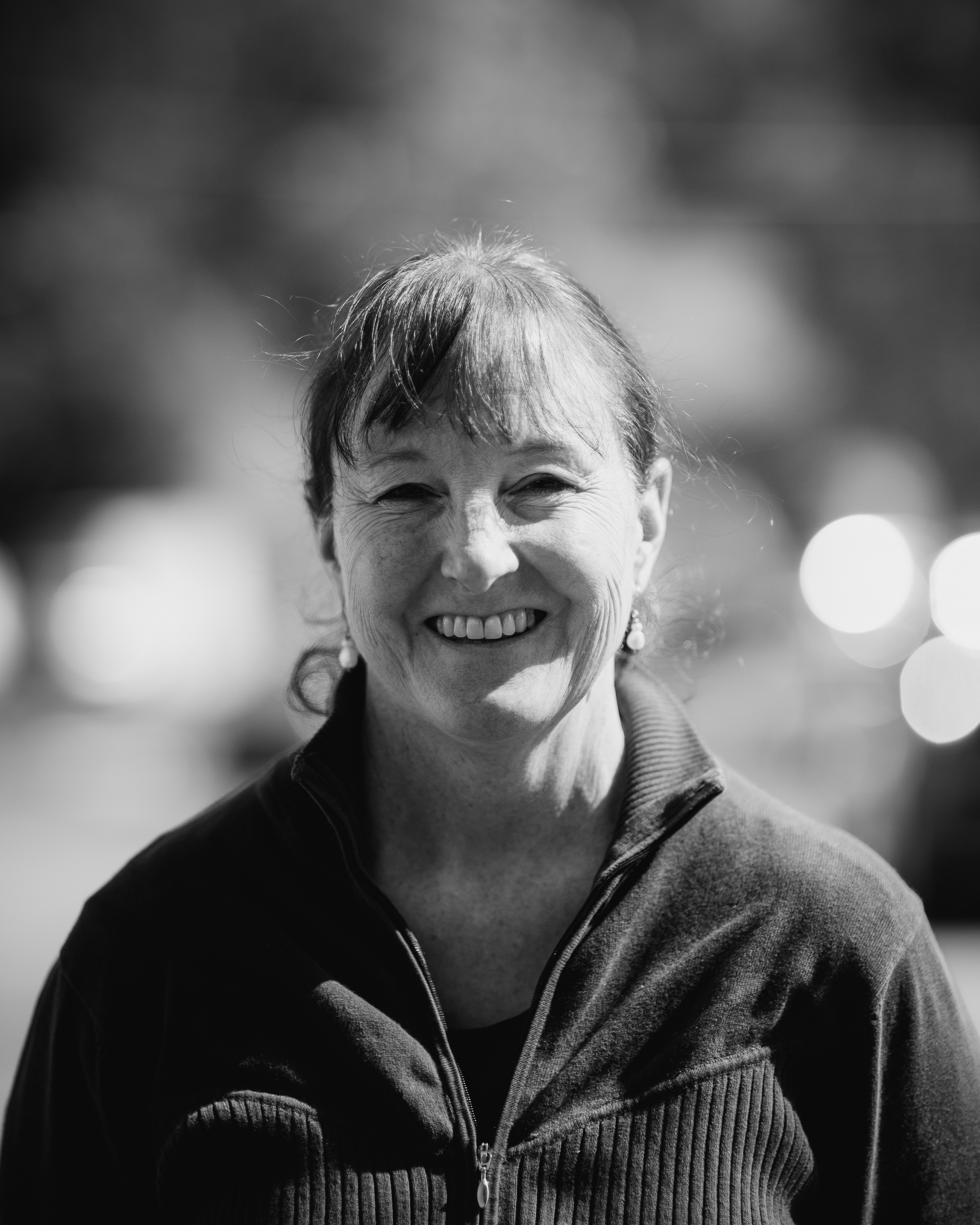 a close-up of a woman smiling